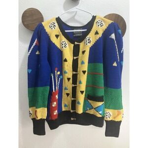 RARE Vintage‎ Berek by Marta D Golf Sweater Hand Knit 100% Pima Cotton Uruguay L